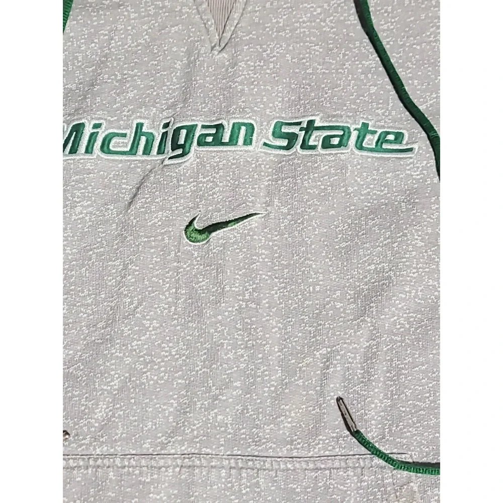 Vtg Nike Center Swoosh Michigan State‎ Spartans Hoodie Embroidered Gray XL B28